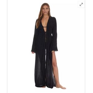 Cassandra kimono long beach cover-up shimmer bell sleeve  summer full length NWT
